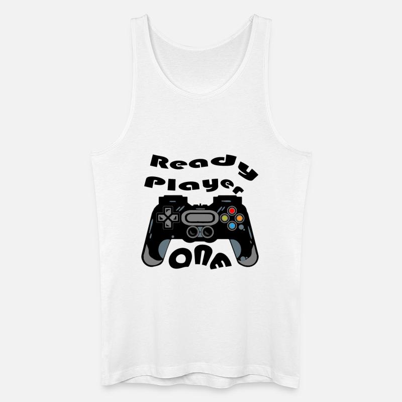 Retro-Controller Silhouette - Männer Bio Tank Top - Weiß