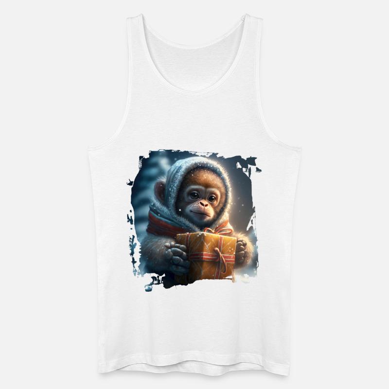 Winterlicher Orangutan Geschenk - Männer Bio Tank Top - Weiß