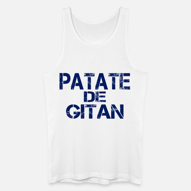 Patate GITAN bleu - Débardeur bio Homme - blanc