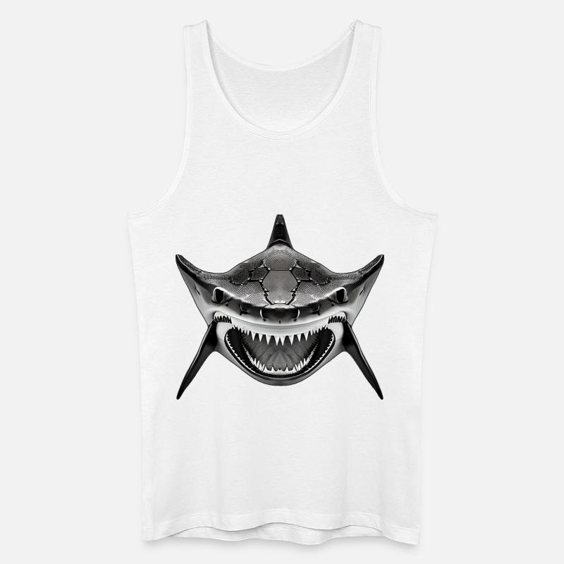 Hai mit offenem Maul - Männer Bio Tank Top - Weiß