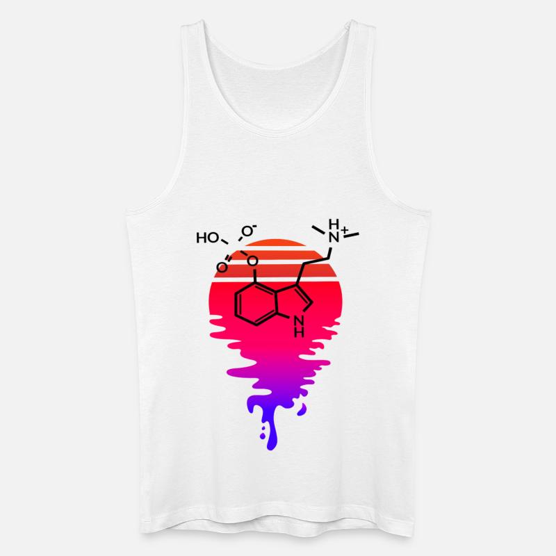 Psilocybin Molecule with Retro Sunset - Men’s Organic Tank Top - white