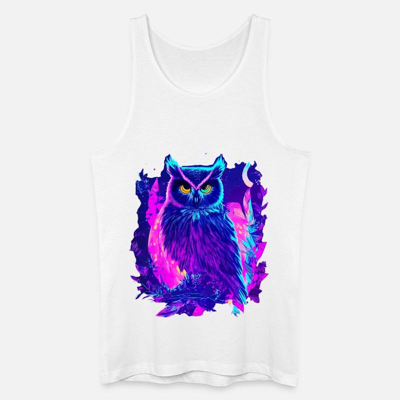 Neon leuchtende Eule Synthwave - Männer Bio Tank Top - Weiß