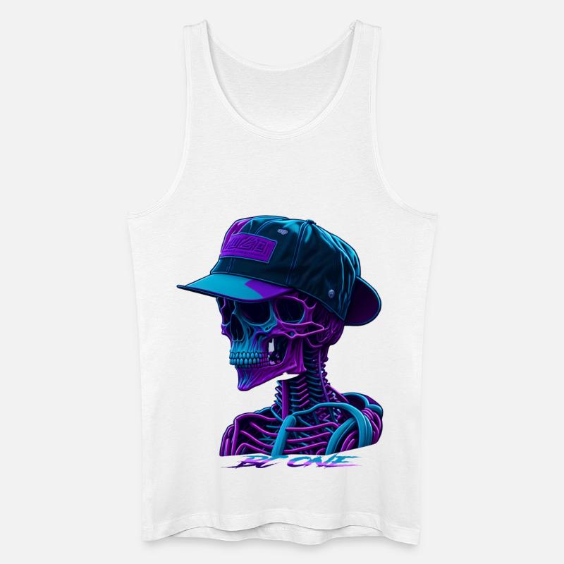 Skelett mit Kappe - Männer Bio Tank Top - Weiß