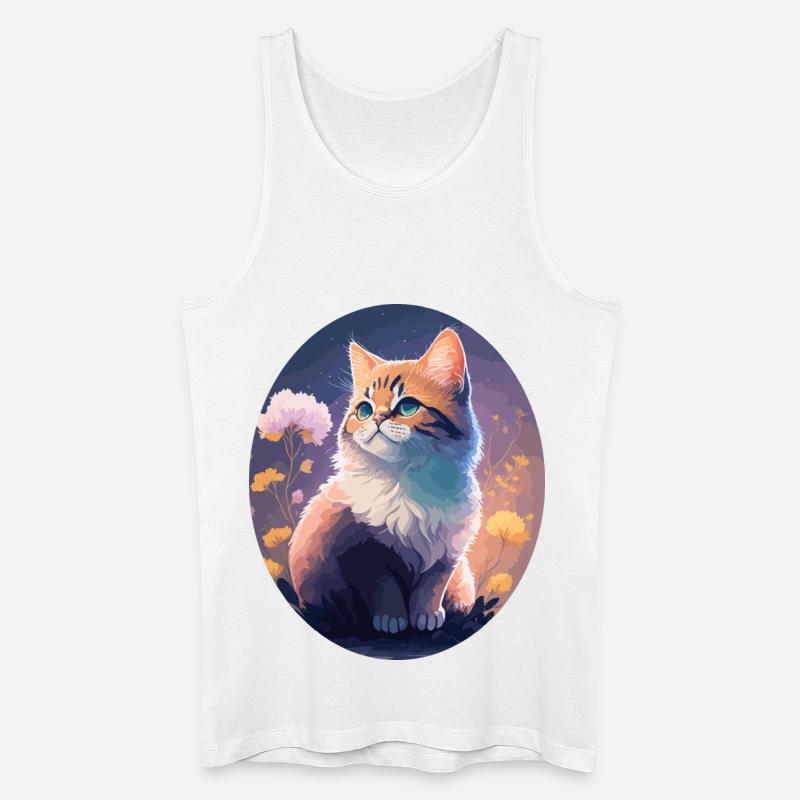 Illustrierte Nachtkatze - Männer Bio Tank Top - Weiß