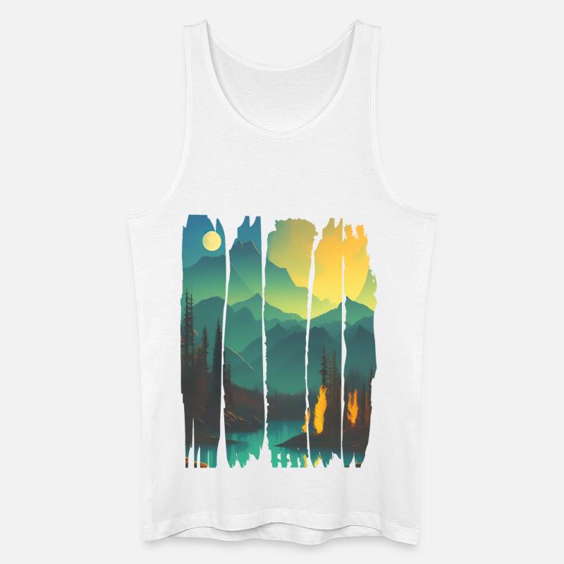 Landschaft Lagerfeuer Wald - Männer Bio Tank Top - Weiß