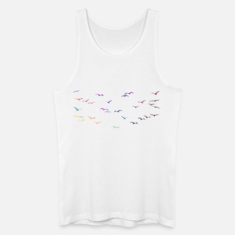 Bunte Vögel - Männer Bio Tank Top - Weiß