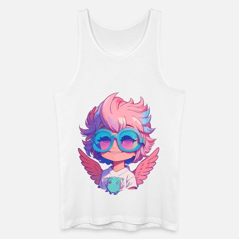 Kleiner süßer Engel mit Brille - Männer Bio Tank Top - Weiß