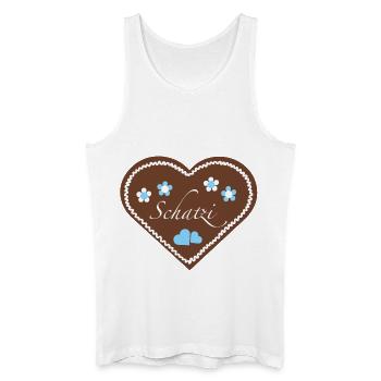 "Jahrmarkt-Liebe" Schatzi hellblau - Männer Bio Tank Top - Weiß - Vorne
