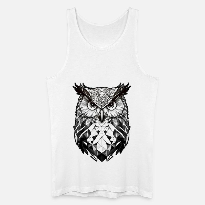 Geometrischer Eulenkopf schwarz weiss - Männer Bio Tank Top - Weiß