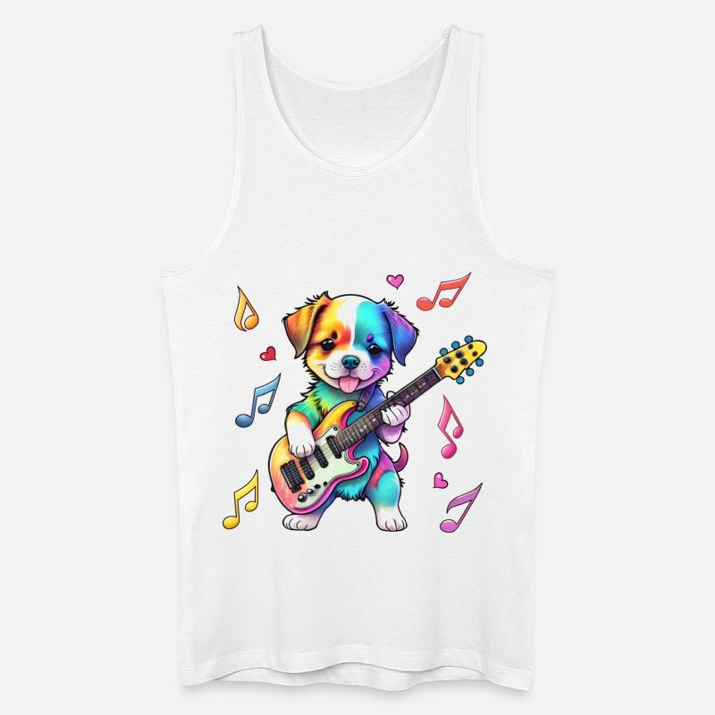 Rock Star Hound Welpe – Regenbogen - Männer Bio Tank Top - Weiß