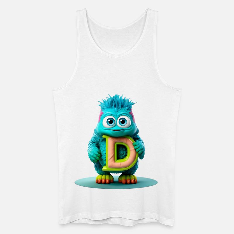 Buntes Monster mit hellem Buchstaben D - Männer Bio Tank Top - Weiß