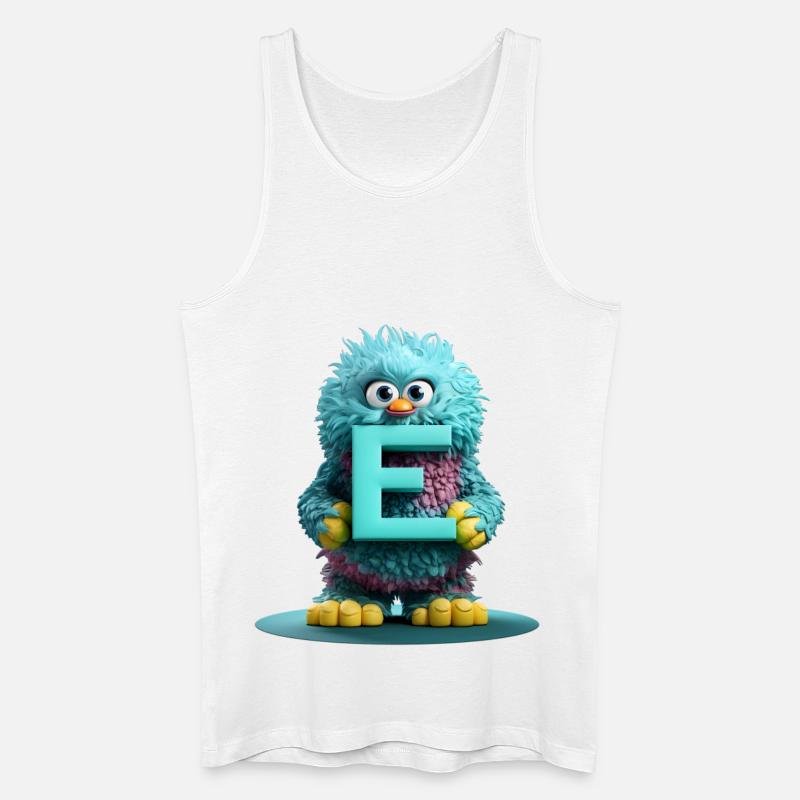Flauschiges Monster mit dem Buchstaben E - Männer Bio Tank Top - Weiß
