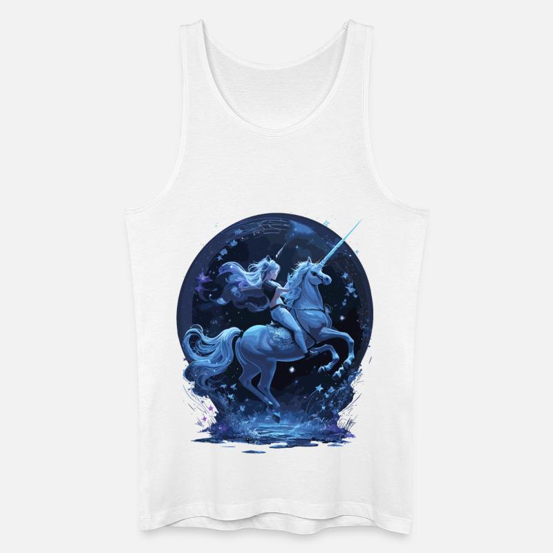 Mystisches Einhorn mit Reiterin - Männer Bio Tank Top - Weiß