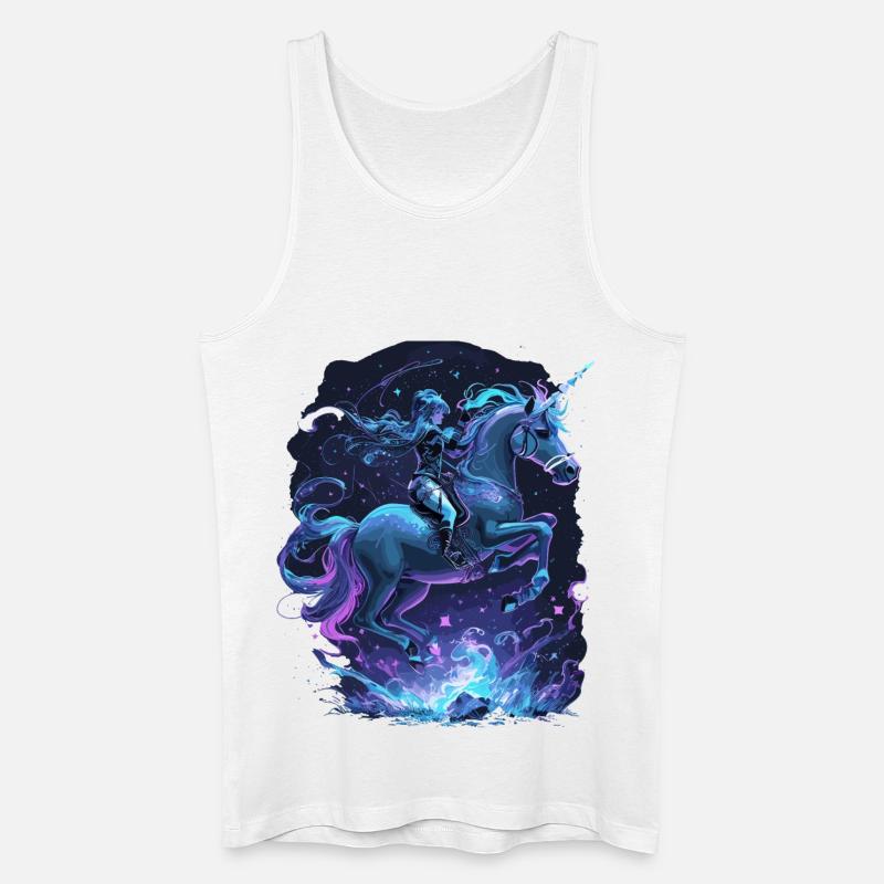 Mystisches Einhorn mit Reiterin - Männer Bio Tank Top - Weiß