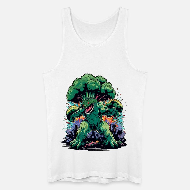 Brokkozilla monstre géant de brocoli - Débardeur bio Homme - blanc