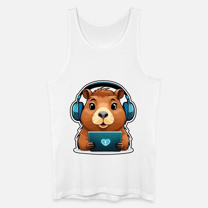 Capybara mit Computer - Männer Bio Tank Top - Weiß