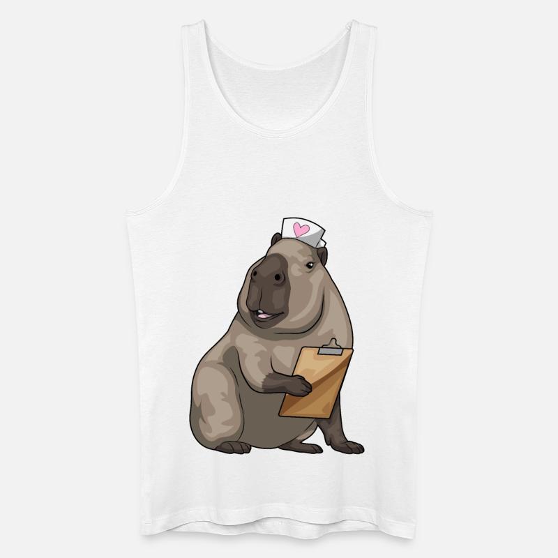 Capybara infirmière bloc-notes - Débardeur bio Homme - blanc