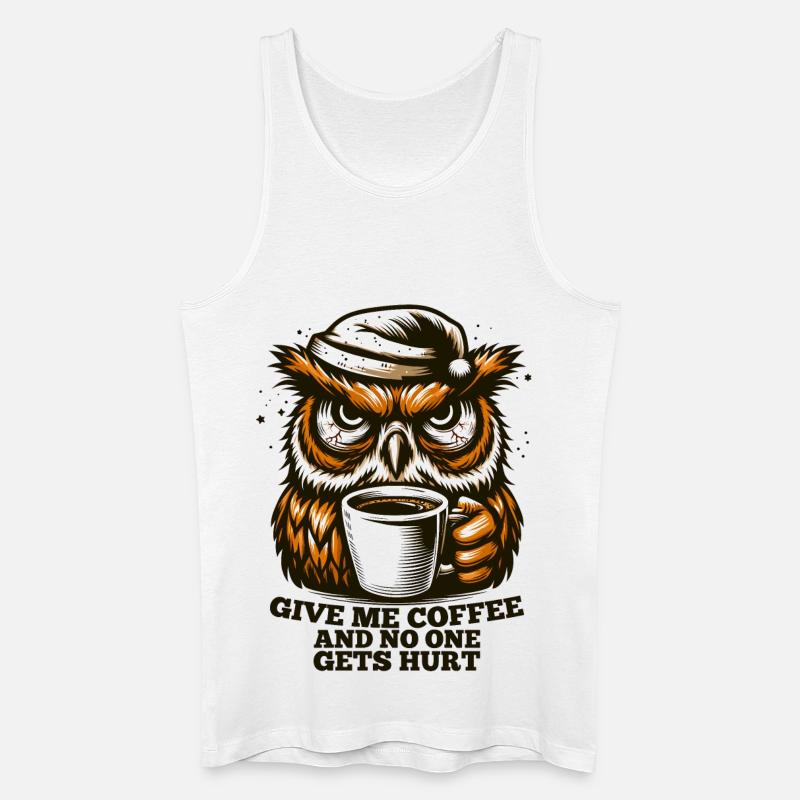 Eule Kaffee müde Geschenk - Männer Bio Tank Top - Weiß