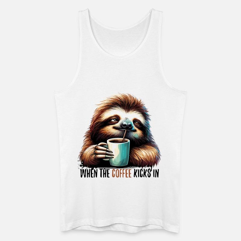 Faultier Kaffee kickt Geschenk - Männer Bio Tank Top - Weiß