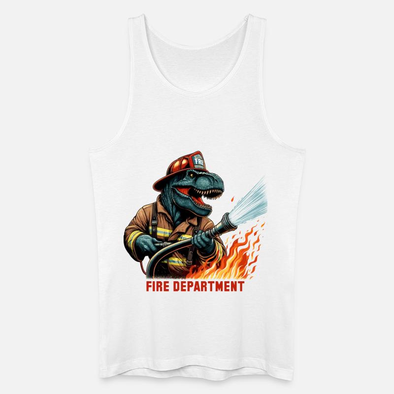 Pompier T-Rex cadeau - Débardeur bio Homme - blanc
