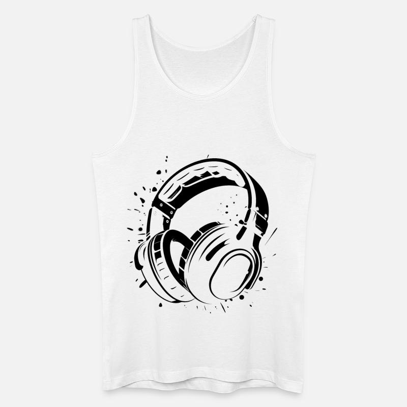 Kopfhörer - Männer Bio Tank Top - Weiß