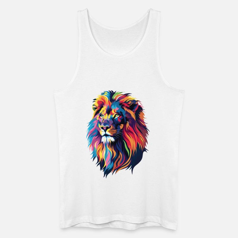 Bunte Löwen-Illustration - Männer Bio Tank Top - Weiß