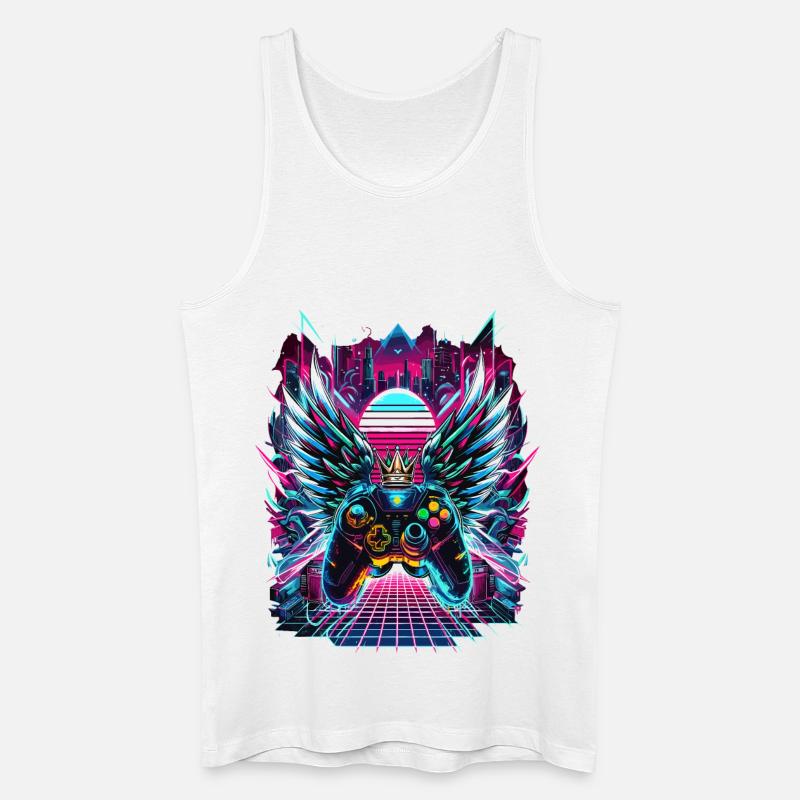 Synthwave Sunset Gamer Controller - Männer Bio Tank Top - Weiß