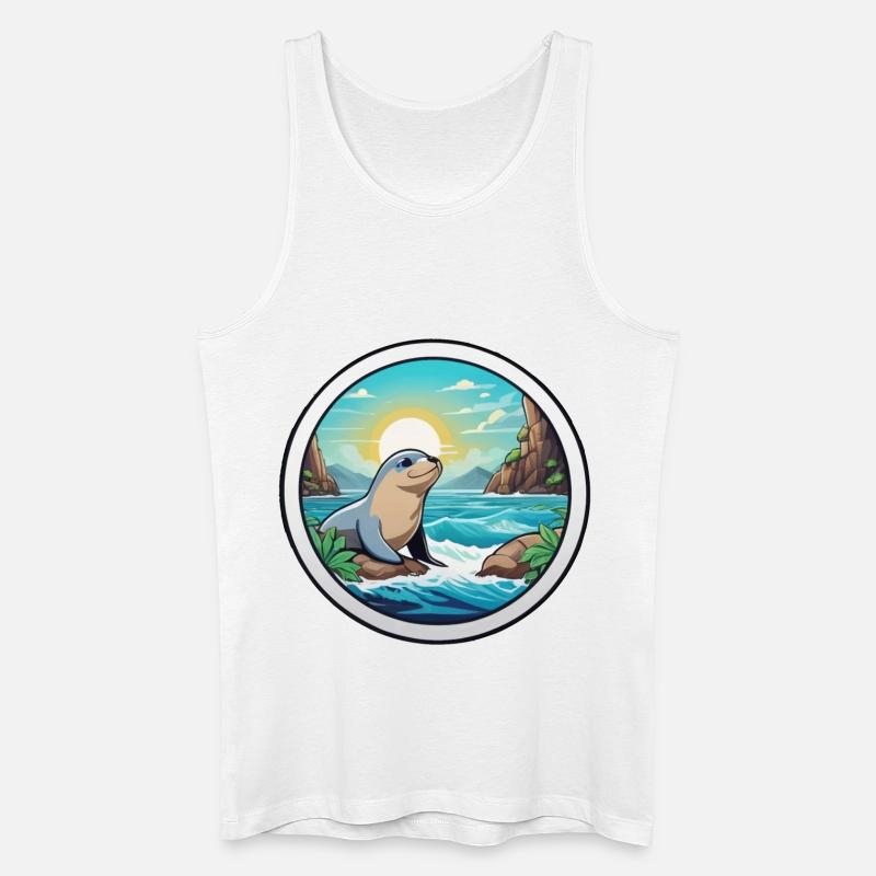 Kleine Robbe an der Küste - Männer Bio Tank Top - Weiß