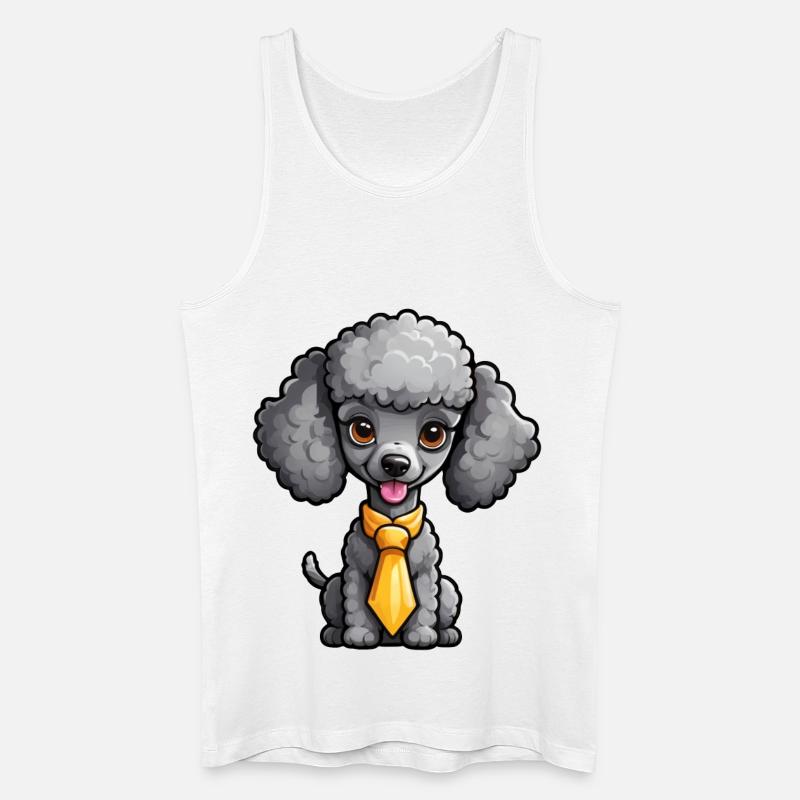 Grauer Pudel mit Krawatte - Männer Bio Tank Top - Weiß