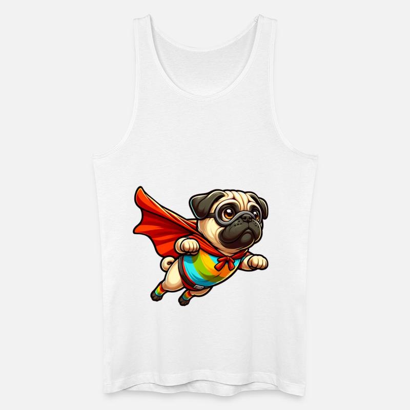 Superhelden-Mops - Männer Bio Tank Top - Weiß