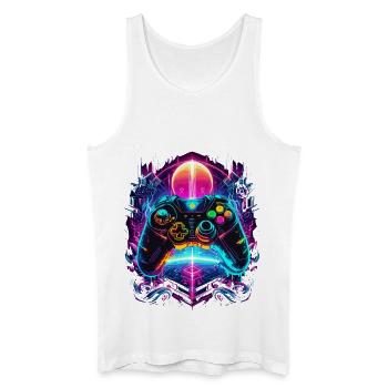 Vibrant Cyberpunk Retro Gaming Controller - Männer Bio Tank Top - Weiß - Vorne