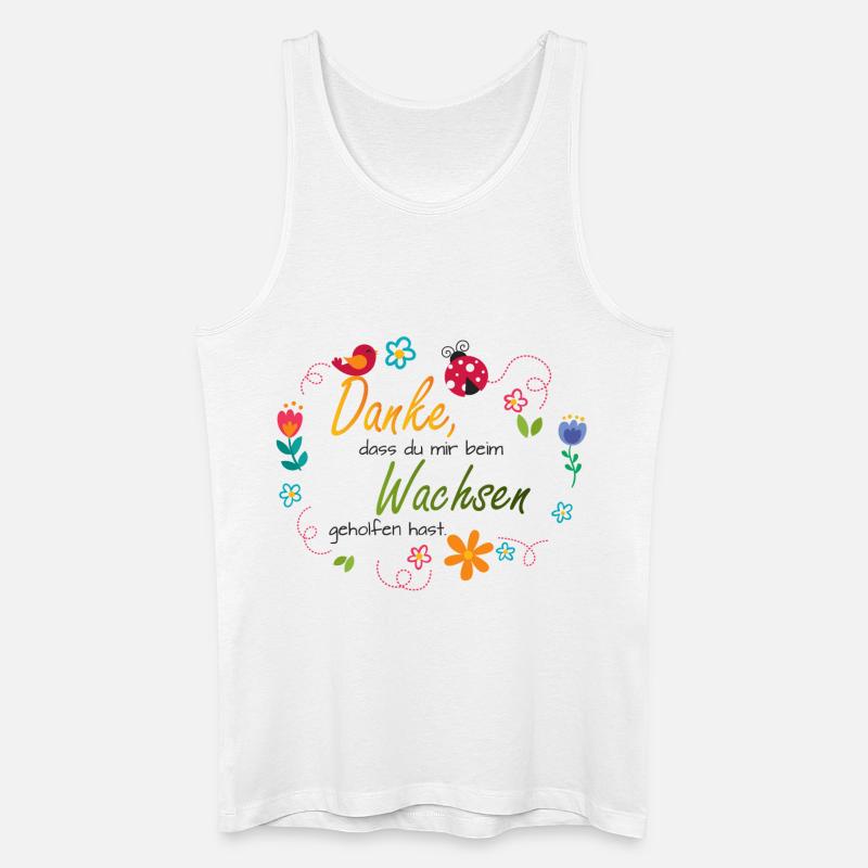 Blumenkranz - bunte Blumen - Vogel - Marienkäfer  - Männer Bio Tank Top - Weiß