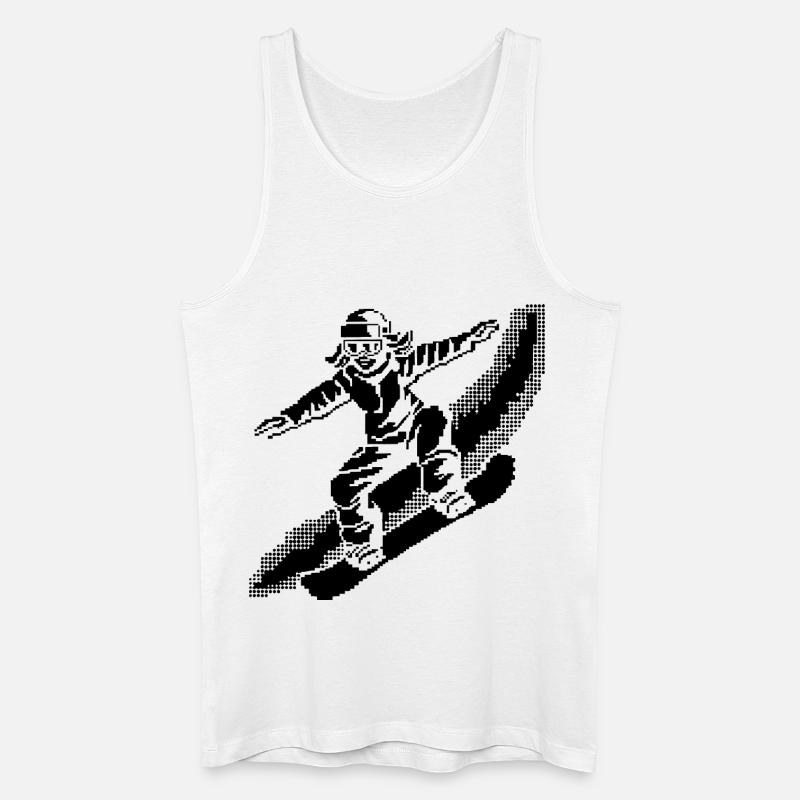 Snowboarder Pixel Art - Männer Bio Tank Top - Weiß