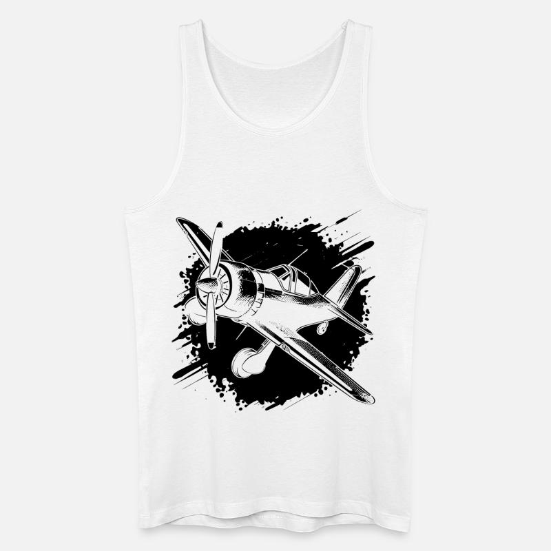 Propeller Flugzeug Skizze - Männer Bio Tank Top - Weiß