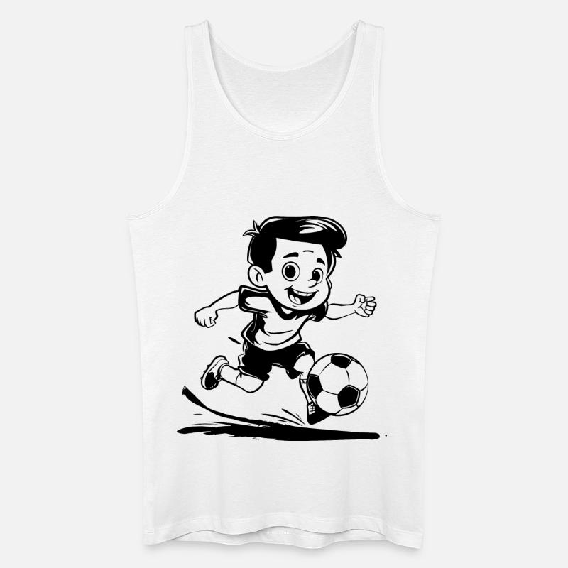 Fußballjunge Cartoon Look - Männer Bio Tank Top - Weiß