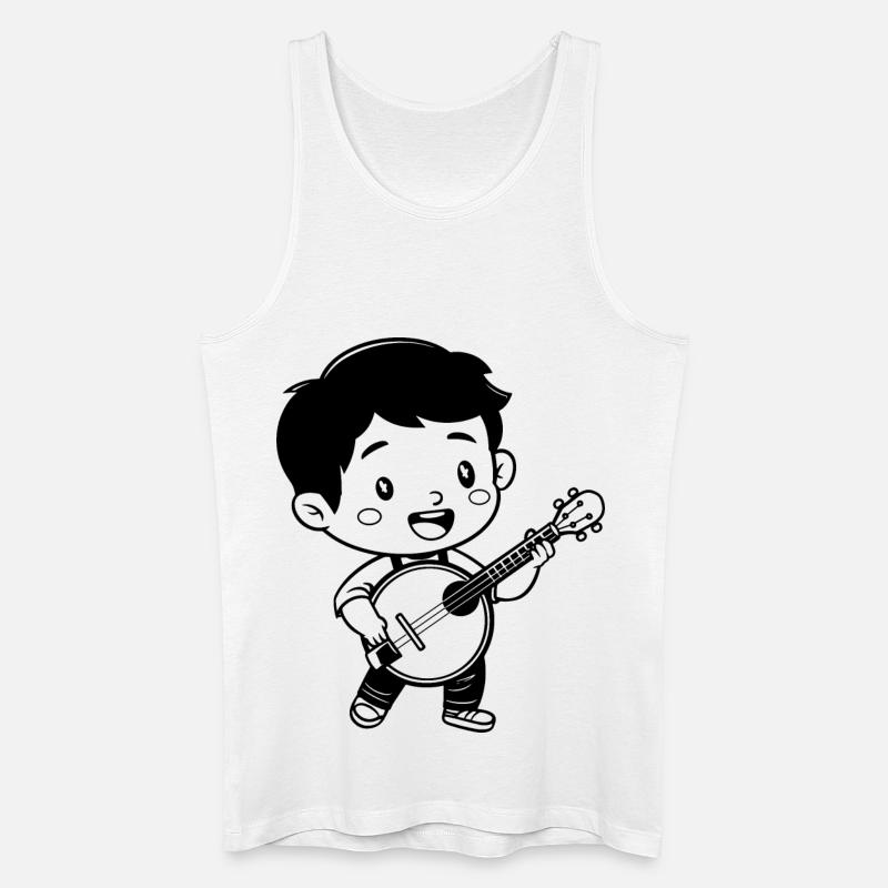 Cartoon Banjo Junge - Männer Bio Tank Top - Weiß