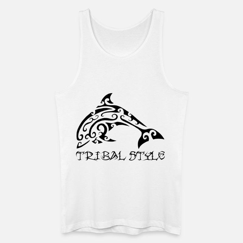 Polynesischer schwarzer Delfin - Männer Bio Tank Top - Weiß