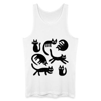 Sept chats chanceux L Noir - Débardeur bio Homme - blanc - Devant
