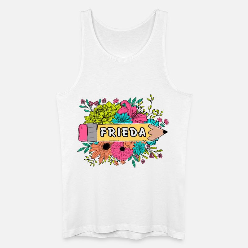 Blumen und Bleistift mit Name Frieda - Männer Bio Tank Top - Weiß