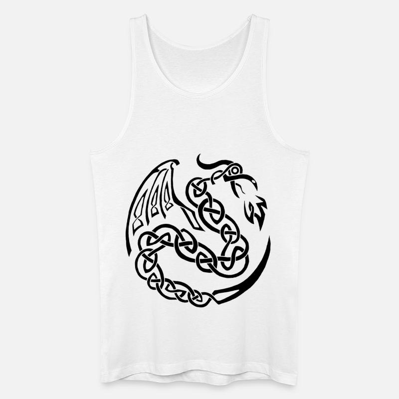 Schwarzer keltischer Drache - Männer Bio Tank Top - Weiß