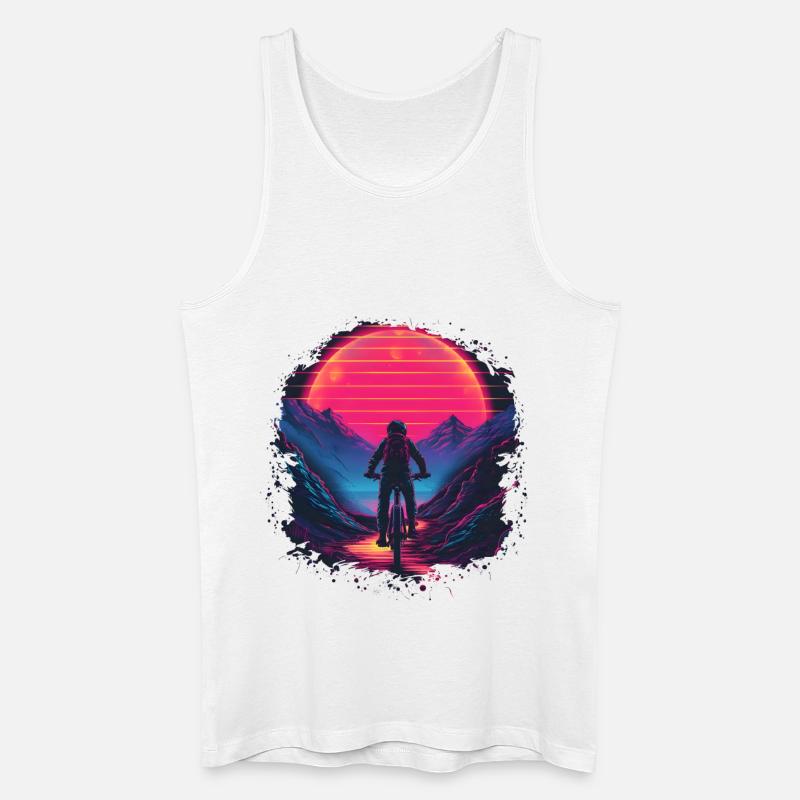 Mountain Biking Synthwave - Men’s Organic Tank Top - white