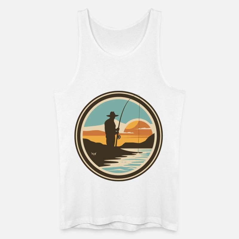 Retro Angeln - Männer Bio Tank Top - Weiß