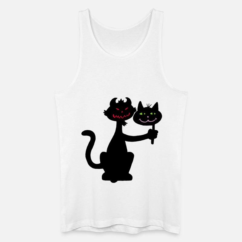 Dämonische schwarze Katze - Männer Bio Tank Top - Weiß
