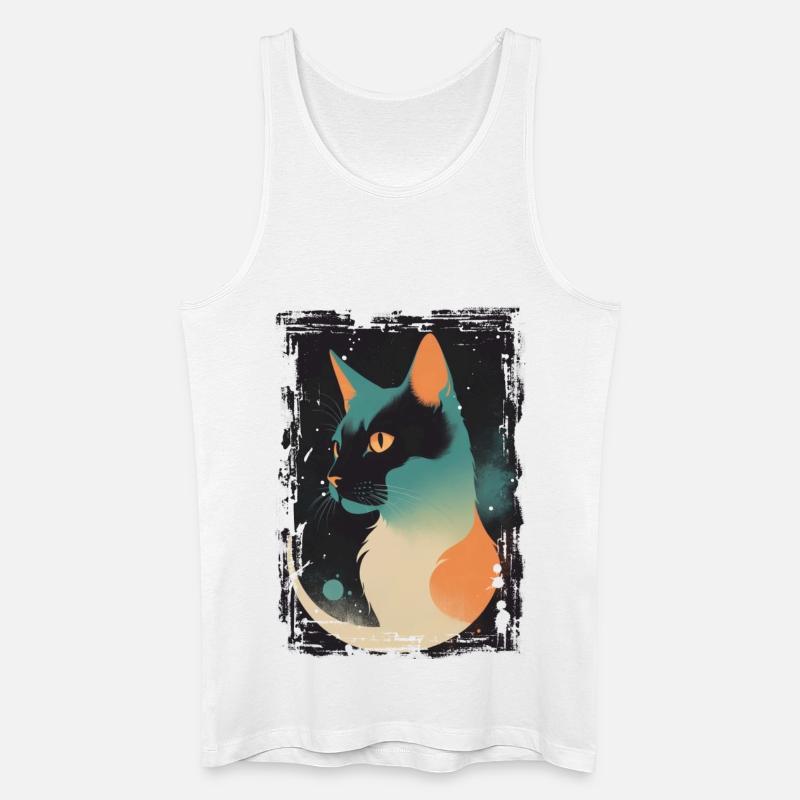 Mystische Katze im Mondschein - Männer Bio Tank Top - Weiß