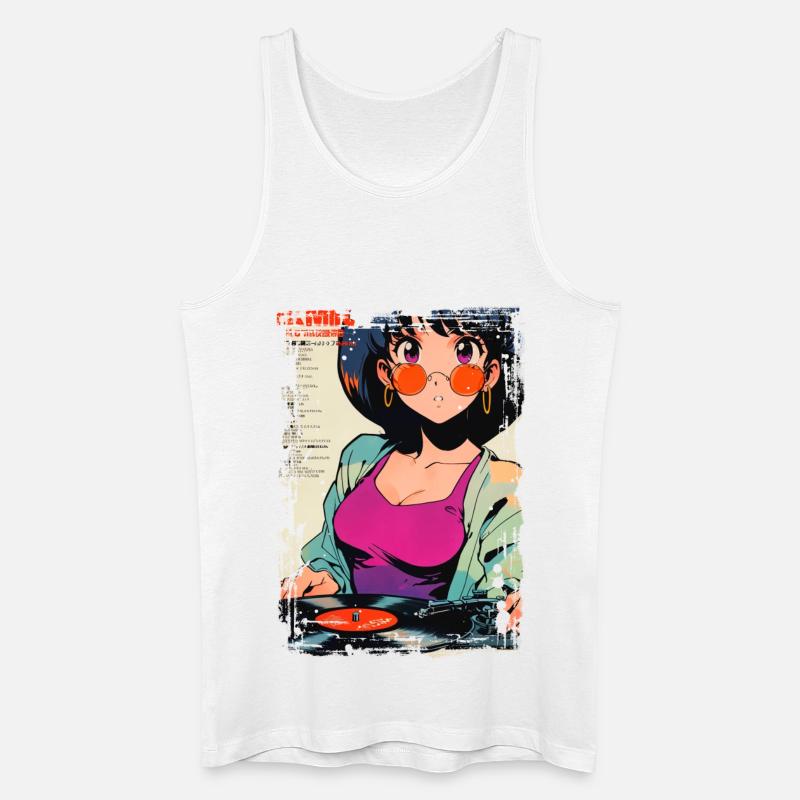 Anime DJ Mädchen mit Schallplatte - Männer Bio Tank Top - Weiß