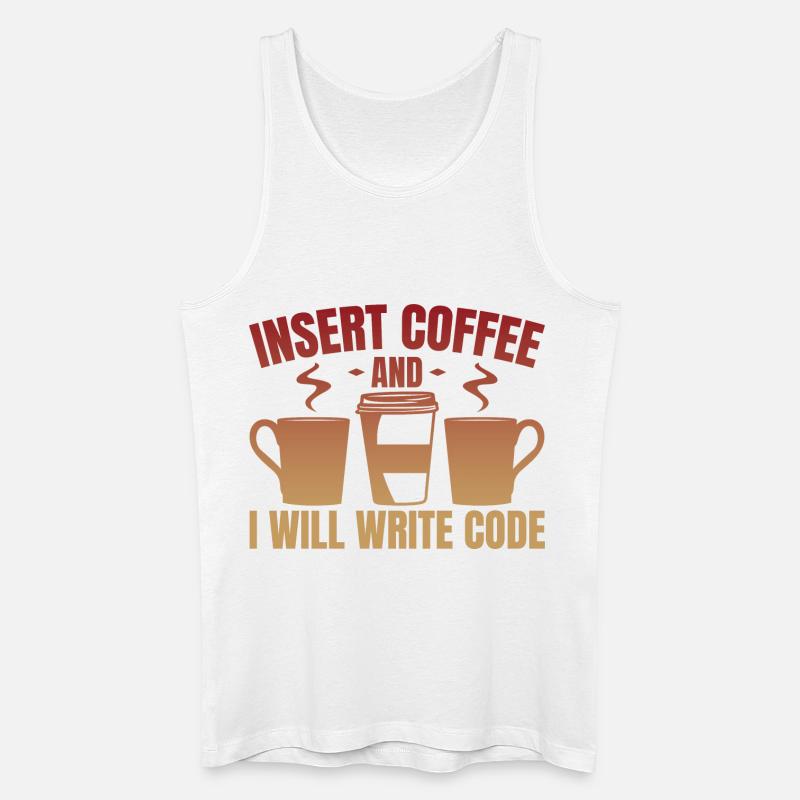 Kaffee einwerfen und Code schreiben - Männer Bio Tank Top - Weiß
