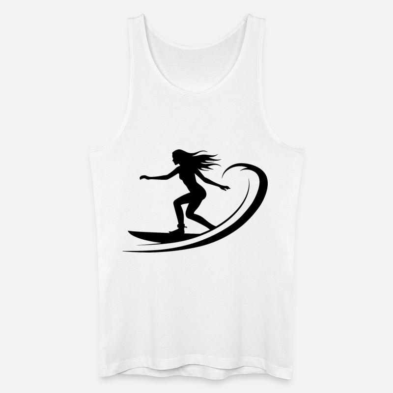 Surfen Mädchen Zeichnung - Männer Bio Tank Top - Weiß