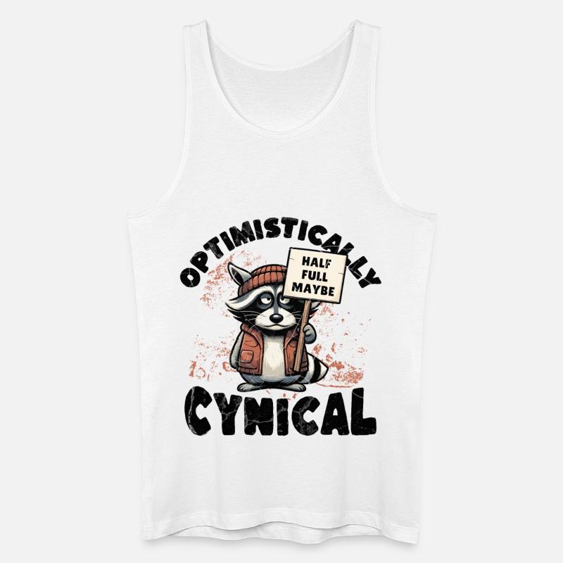 Optimistisch Zynisch Waschbär - Männer Bio Tank Top - Weiß