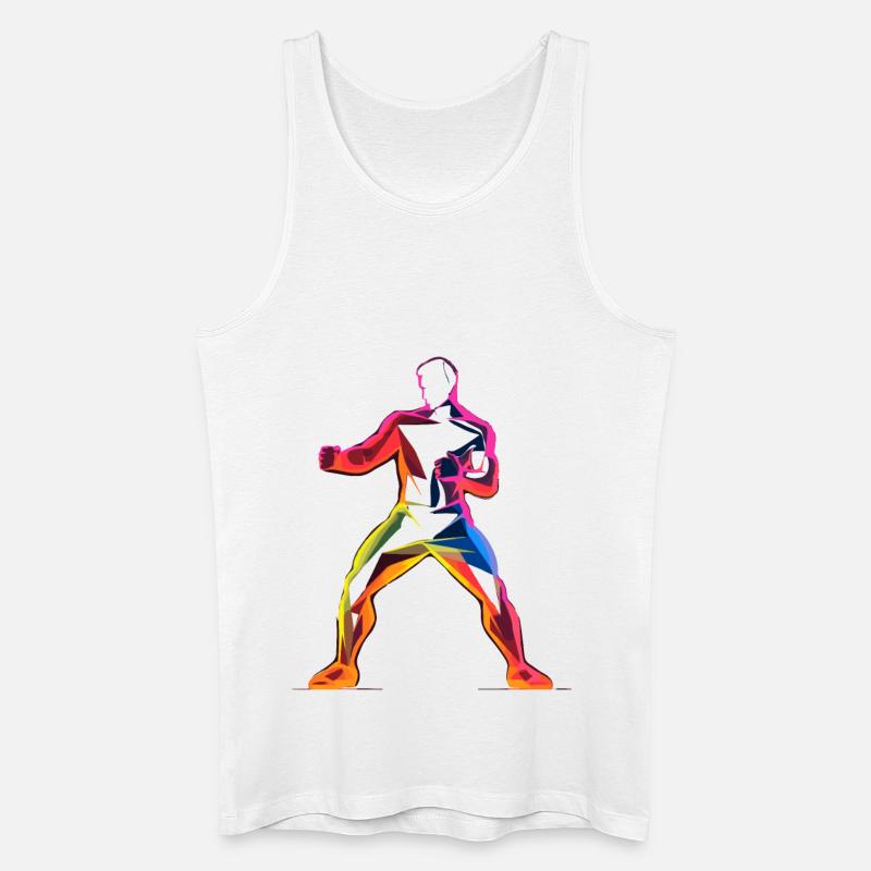 Kickboxer Cartoon Stil - Männer Bio Tank Top - Weiß