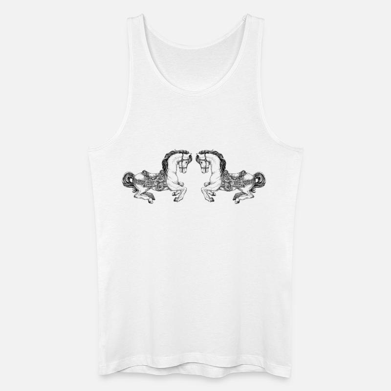 KARUSSELL-PFERDE - Männer Bio Tank Top - Weiß